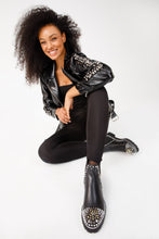 Load image into Gallery viewer, The Vuvulane Black Spike Leather Ankle Women Boot