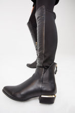 Load image into Gallery viewer, The Fairoks Black Leather Pointy Toe Knee High Women Boot