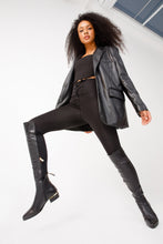 Load image into Gallery viewer, The Fairoks Black Leather Pointy Toe Knee High Women Boot