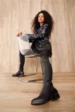 Load image into Gallery viewer, The Fairoks Black Leather Pointy Toe Knee High Women Boot