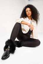 Load image into Gallery viewer, The Izmir Black Patent Leather Natural Fur Mid Calf Women  Boot