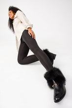Load image into Gallery viewer, The Izmir Black Patent Leather Natural Fur Mid Calf Women  Boot