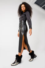 Load image into Gallery viewer, The Izmir Black &amp; Gold Leather Natural Fox Fur Mid Calf Women Boot