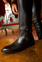 Load image into Gallery viewer, The Rand Black Leather Double Buckle Brogue Men Boot with a Zipper