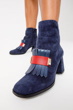 Load image into Gallery viewer, The Luksor Navy Blue Suede Leather Block Heel Women Boot