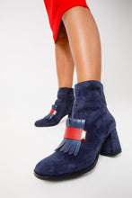 Load image into Gallery viewer, The Luksor Navy Blue Suede Leather Block Heel Women Boot