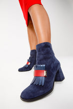 Load image into Gallery viewer, The Luksor Navy Blue Suede Leather Block Heel Women Boot