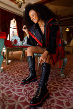 Load image into Gallery viewer, The Istinye Black Leather Knee High Lace-Up Women Boot Limited Edition