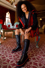 Load image into Gallery viewer, The Istinye Black Leather Knee High Lace-Up Women Boot Limited Edition