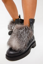 Load image into Gallery viewer, The Kajapati Black Leather Natural Fur Mid Calf Women Boot