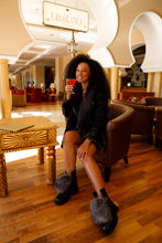 Load image into Gallery viewer, The Kajapati Black Leather Natural Fur Mid Calf Women Boot