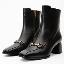 Load image into Gallery viewer, The Bukres Black Leather Block Heel Women Boot