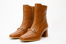 Load image into Gallery viewer, The Bukres Tan Leather Block Heel Mid Calf Women Boot