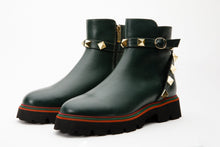 Load image into Gallery viewer, The Prag Green Leather Ankle Women Booto