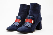 Load image into Gallery viewer, The Luksor Navy Blue Suede Leather Block Heel Women Boot