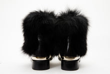 Load image into Gallery viewer, The Izmir Black &amp; Gold Leather Natural Fox Fur Mid Calf Women Boot