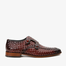 Load image into Gallery viewer, The Turan Burgundy Woven Double Monk Strap Dress Men  Shoe