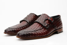 Load image into Gallery viewer, The Turan Burgundy Woven Double Monk Strap Dress Men  Shoe