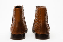 Load image into Gallery viewer, The Wellington Tan Handwoven Leather Men Boot with a Zipper Final Sale!