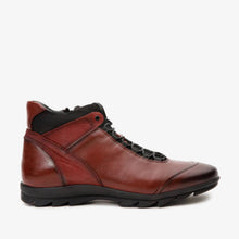 Load image into Gallery viewer, The Houston Leather Burgundy Lace-Up Casual Men Boot with a Zipper