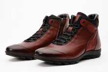 Load image into Gallery viewer, The Houston Leather Burgundy Lace-Up Casual Men Boot with a Zipper