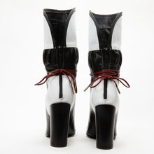 Load image into Gallery viewer, The Lucca Black &amp; White Leather Mid Calf High Heel Women Boot Limited Edition