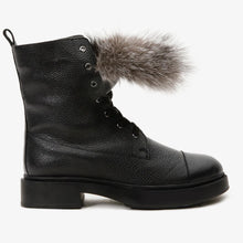 Load image into Gallery viewer, The Kajapati Black Leather Natural Fur Mid Calf Women Boot