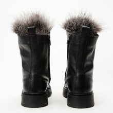 Load image into Gallery viewer, The Kajapati Black Leather Natural Fur Mid Calf Women Boot