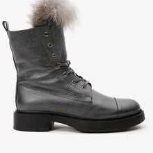 Load image into Gallery viewer, The Kajapati Gray Leather Natural Fur Mid Calf Women Boot