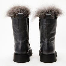 Load image into Gallery viewer, The Kajapati Gray Leather Natural Fur Mid Calf Women Boot