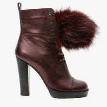 Load image into Gallery viewer, The Melo Burgundy Leather Natural Mid Calf Platform Heel Women Boot