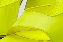 Load image into Gallery viewer, The Butterfly Block Heel Neon Yellow Patent Leather Sandal Final Sale!