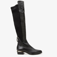 Load image into Gallery viewer, The Fairoks Black Leather Pointy Toe Knee High Women Boot