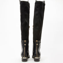 Load image into Gallery viewer, The Fairoks Black Leather Pointy Toe Knee High Women Boot