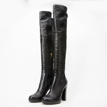 Load image into Gallery viewer, The Sao Paulo Black Leather Knee High Platform Heel Women Boot