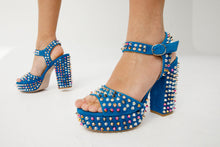 Load image into Gallery viewer, The Tampico Blue Suede Leather Spike Platform Heel Women Sandal
