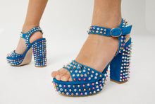 Load image into Gallery viewer, The Tampico Blue Suede Leather Spike Platform Heel Women Sandal