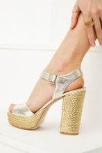 Load image into Gallery viewer, The Tampico Platform Heel Gold Leather Women Sandal