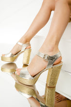 Load image into Gallery viewer, The Tampico Platform Heel Gold Leather Women Sandal