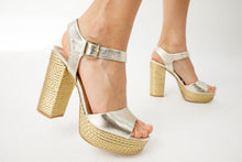Load image into Gallery viewer, The Tampico Platform Heel Gold Leather Women Sandal