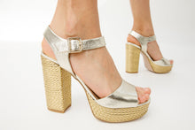 Load image into Gallery viewer, The Tampico Platform Heel Gold Leather Women Sandal