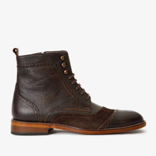 Load image into Gallery viewer, The Anderson Brown Leather &amp; Suede Brogue Lace-Up Men Boot with a Zipper