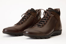Load image into Gallery viewer, The Houston Leather Brown Lace-Up Casual Men Boot with a Zipper