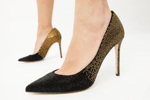 Load image into Gallery viewer, The Bago Black &amp; Gold Glitter Leather Pump Women Shoe