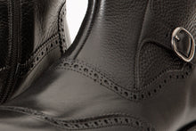 Load image into Gallery viewer, The Rand Black Leather Double Buckle Brogue Men Boot with a Zipper
