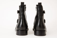 Load image into Gallery viewer, The Rand Black Leather Double Buckle Brogue Men Boot with a Zipper