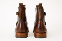 Load image into Gallery viewer, The Rand Brown Leather Double Buckle Brogue Men Boot with a Zipper