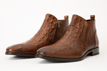 Load image into Gallery viewer, The Randor Brown Crocodile Leather Side-Zip Dress Ankle Men  Boot
