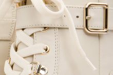 Load image into Gallery viewer, The Belgrano Cream Leather Lace-Up Ankle Women Boot With a Side Zipper