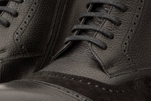 Load image into Gallery viewer, The Anderson Black Leather &amp; Suede Brogue Lace-Up Men  Boot with a Zipper